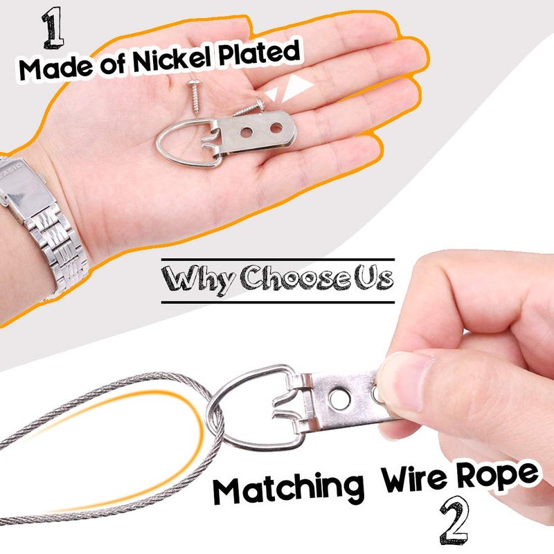 Rustark 60-Pcs Heavy Duty D Ring Picture Hangers Double Hole with Screws for Home Decoration Picture Hanging Solutions. - Image 4